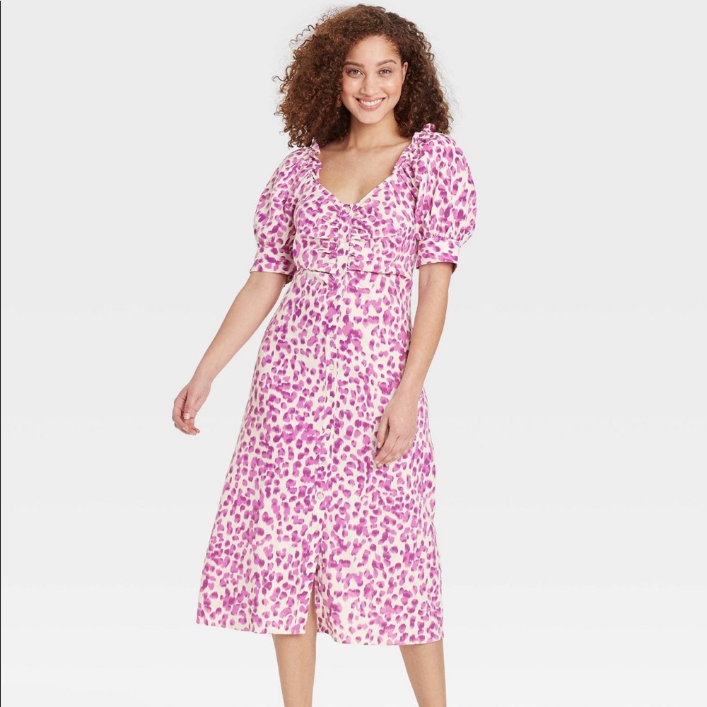 Who What Wear Puff Sleeve Midi Dress